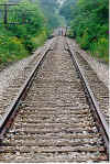 A longwall subsidence trough which has passed under railroad tracks