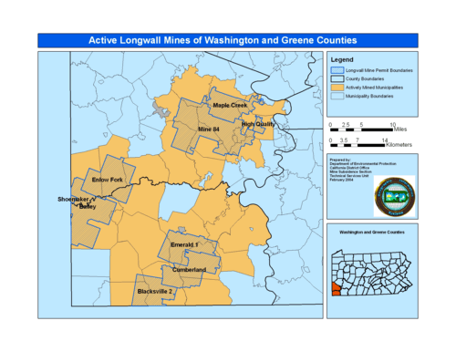 Active Longwall Mines in Washington and Greene Counties