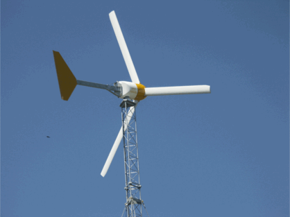 Photo of completed wind mill in operation