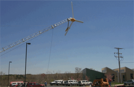 Photo of windmill while being raised