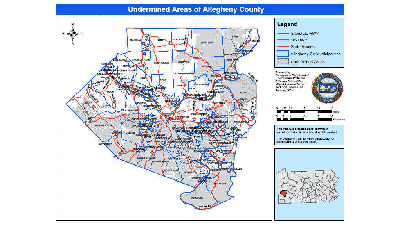 Map showing undermined areas in Allegheny County