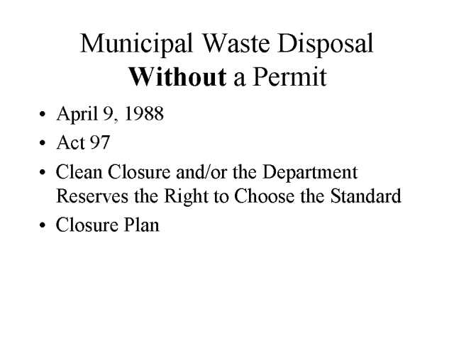 Municipal Waste Disposal Without a Permit