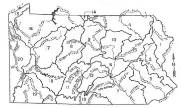 Map of the Subbasins of the State Water Plan:  show 20 subbasins